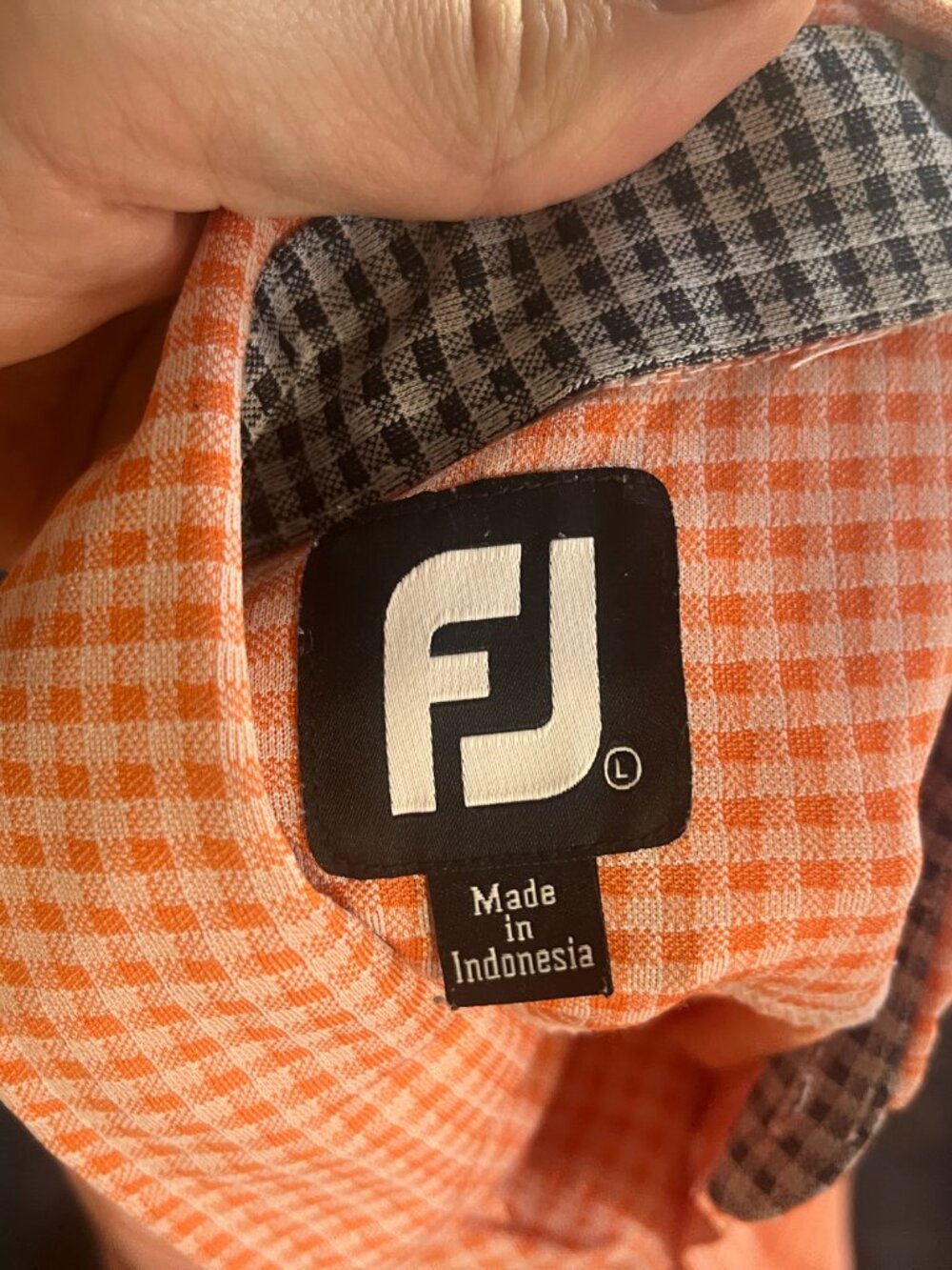 ⛳ FootJoy FJ Men’s Golf Polo Shirt Orange White Blue Short Sleeve L EUC 🧵 - Picture 5 of 7